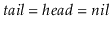 $ \ensuremath{\ensuremath{\ensuremath{\mathit{tail}}}}=\ensuremath{\ensuremath{\ensuremath{\mathit{head}}}}=\ensuremath{\ensuremath{\ensuremath{\mathit{nil}}}}$