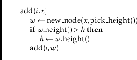 \begin{leftbar}
\begin{flushleft}
\hspace*{1em} \ensuremath{\mathrm{add}(\ensure...
...nsuremath{\mathit{i}}, \ensuremath{\mathit{w}})}\\
\end{flushleft}\end{leftbar}