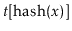 $ \ensuremath{\ensuremath{\mathit{t}}[\mathrm{hash}(\ensuremath{\mathit{x}})]}$