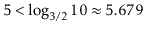 $ 5<\log_{3/2}10 \approx 5.679$