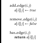 \begin{leftbar}
\begin{flushleft}
\hspace*{1em} \ensuremath{\mathrm{add\_edge}(\...
...it{a}}[\ensuremath{\mathit{i}}]}[\ensuremath{j}]\\
\end{flushleft}\end{leftbar}