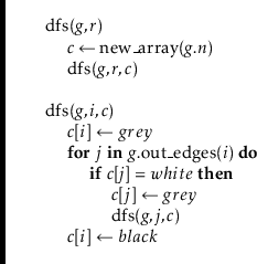 \begin{leftbar}
\begin{flushleft}
\hspace*{1em} \ensuremath{\mathrm{dfs}(\ensure...
...it{c}}[\ensuremath{i}] \gets \ensuremath{black}}\\
\end{flushleft}\end{leftbar}