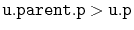 $ \mathtt{u.parent.p > u.p}$