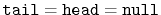 $ \ensuremath{\mathtt{tail}}=\ensuremath{\mathtt{head}}=\ensuremath{\mathtt{null}}$