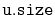 $ \mathtt{u.size}$