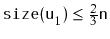 $ \ensuremath{\mathtt{size(u}}_1\ensuremath{\mathtt{)}}\le\frac{2}{3}\ensuremath{\mathtt{n}}$