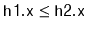 $ \ensuremath{\mathtt{h1.x}} \le \ensuremath{\mathtt{h2.x}}$