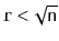 $ \ensuremath{\mathtt{r}} < \sqrt{\ensuremath{\mathtt{n}}}$