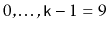$ 0,\ldots ,\ensuremath {\mathtt {k}}-1=9$