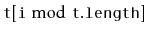 $ \ensuremath{\mathtt{t}}[\ensuremath{\mathtt{i}}\bmod\ensuremath{\mathtt{t.length}}]$