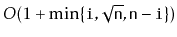 $ O(1+\min\{\ensuremath{\mathtt{i}},\sqrt {\ensuremath{\mathtt{n}}},\ensuremath{\mathtt{n}}-\ensuremath{\mathtt{i}}\})$
