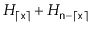 $ H_{\lceil\ensuremath{\mathtt{x}}\rceil}
+ H_{\ensuremath{\mathtt{n}}-\lceil\ensuremath{\mathtt{x}}\rceil}$