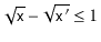 $ \sqrt{\ensuremath{\mathtt{x}}}-\sqrt{\ensuremath{\mathtt{x'}}} \le 1$
