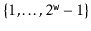 $ \{1,\ldots,2^{\ensuremath{\mathtt{w}}}-1\}$