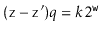 $\displaystyle (\ensuremath{\mathtt{z}}-\ensuremath{\mathtt{z}}')q = k 2^{\ensuremath{\mathtt{w}}}$