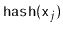 $ \ensuremath{\mathtt{hash}}(\ensuremath{\mathtt{x}}_j)$