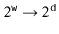 $ 2^{\ensuremath{\mathtt{w}}}\to
2^{\ensuremath{\mathtt{d}}}$