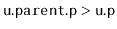 $ \mathtt{u.parent.p > u.p}$